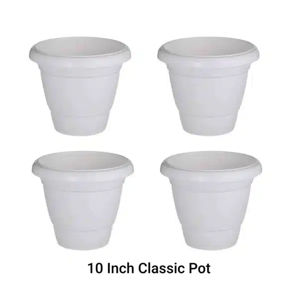 10 inch White Plastic Pot- Set of 4